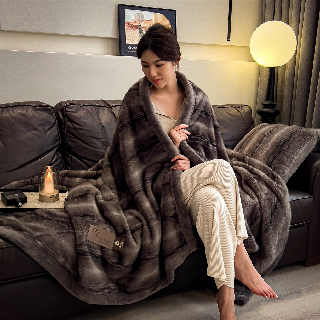 91家纺网 家纺一手货源 找家纺 慕木家纺 2025新款轻奢大金貂四件套雪山飞狐系列 雪山飞狐-莫尼灰