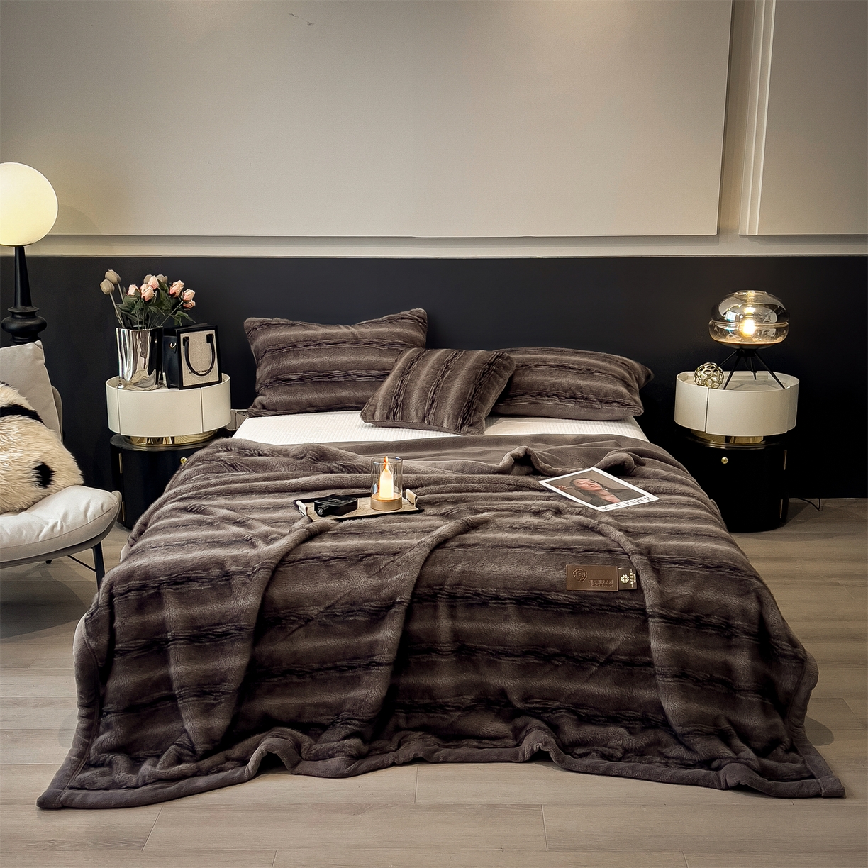 91家纺网 家纺一手货源 找家纺 慕木家纺 2025新款轻奢大金貂四件套雪山飞狐系列 雪山飞狐-莫尼灰