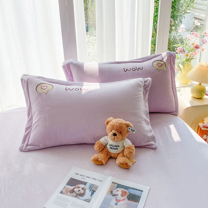 91家纺网 家纺一手货源 找家纺 棉生活家纺 2025新款卡通牛奶绒贴布绣系列四件套 乖乖兔 紫