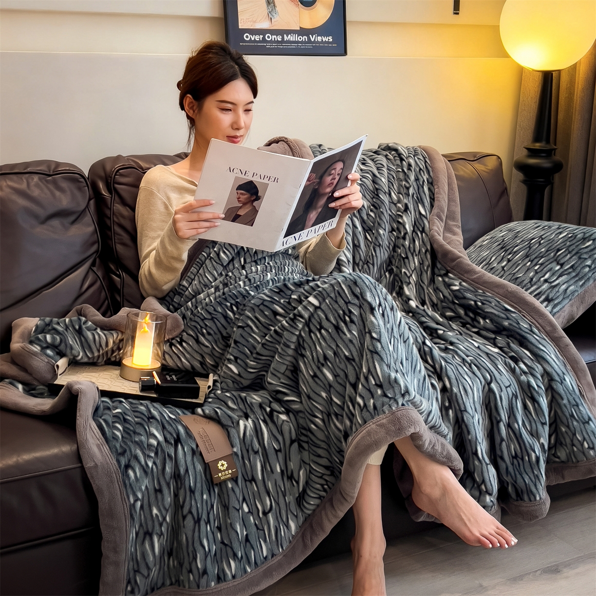 91家纺网 家纺一手货源 找家纺 慕木家纺 2025新款轻奢水貂四件套可可慕莎系列 可可慕莎-绮罗蓝灰