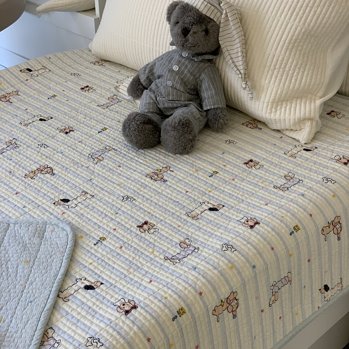 91家纺网 家纺一手货源 找家纺 汇庭 2025新款·慕斯单品床盖系列 小狗美美