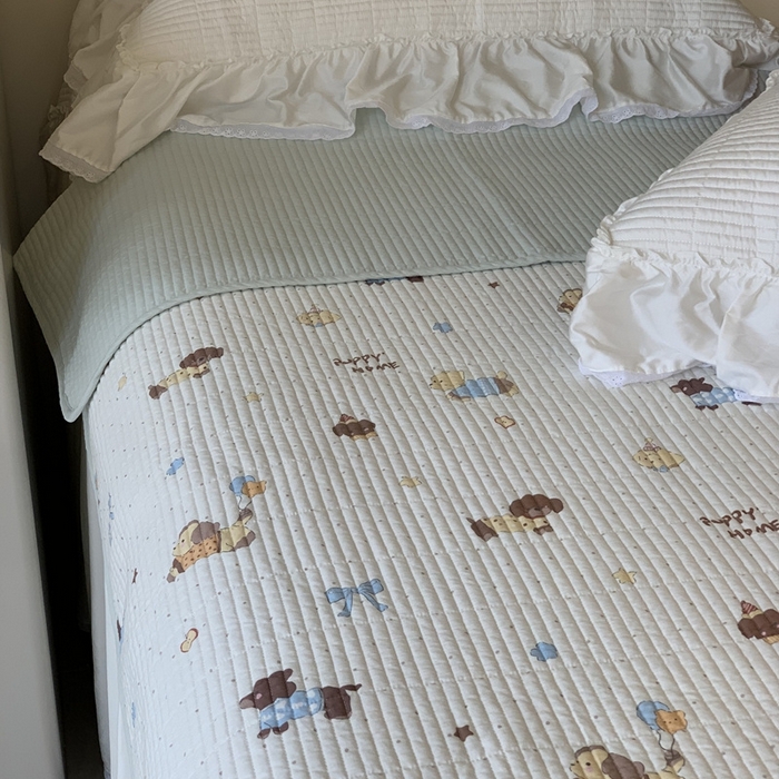 91家纺网 家纺一手货源 找家纺 汇庭 2025新款·慕斯单品床盖系列 元气小狗