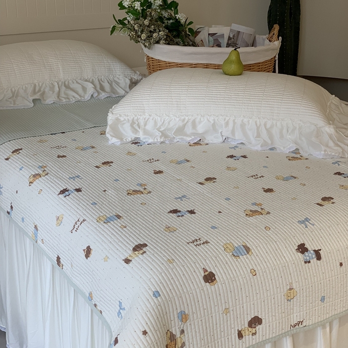 91家纺网 家纺一手货源 找家纺 汇庭 2025新款·慕斯单品床盖系列 元气小狗