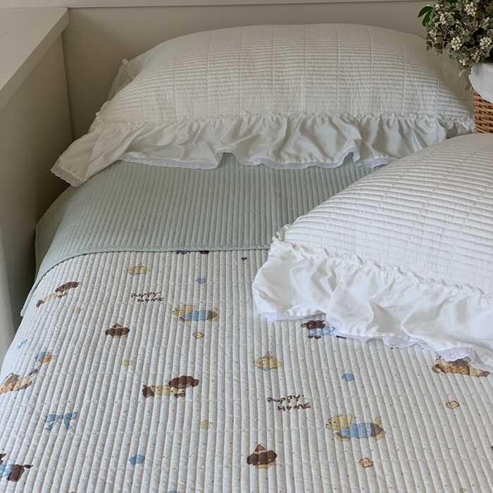 91家纺网 家纺一手货源 找家纺 汇庭 2025新款·慕斯单品床盖系列 元气小狗