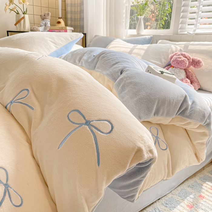 91家纺网 家纺一手货源 找家纺 （总）仔仔熊 2025新款牛奶绒刺绣四件套