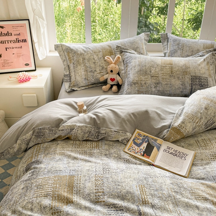 91家纺网 家纺一手货源 找家纺 仔仔熊 2025新款磨毛系列被套单被套被套单件 雅灰格纹