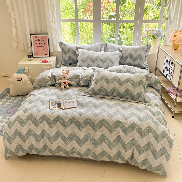 91家纺网 家纺一手货源 找家纺 仔仔熊 2025新款磨毛系列被套单被套被套单件 几何絮语