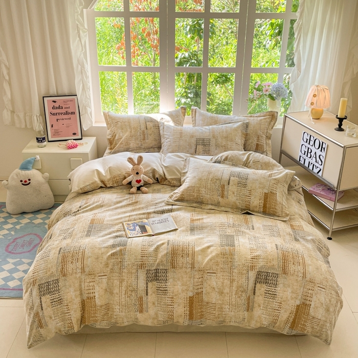 91家纺网 家纺一手货源 找家纺 仔仔熊 2025新款磨毛系列被套单被套被套单件 暖黄格纹