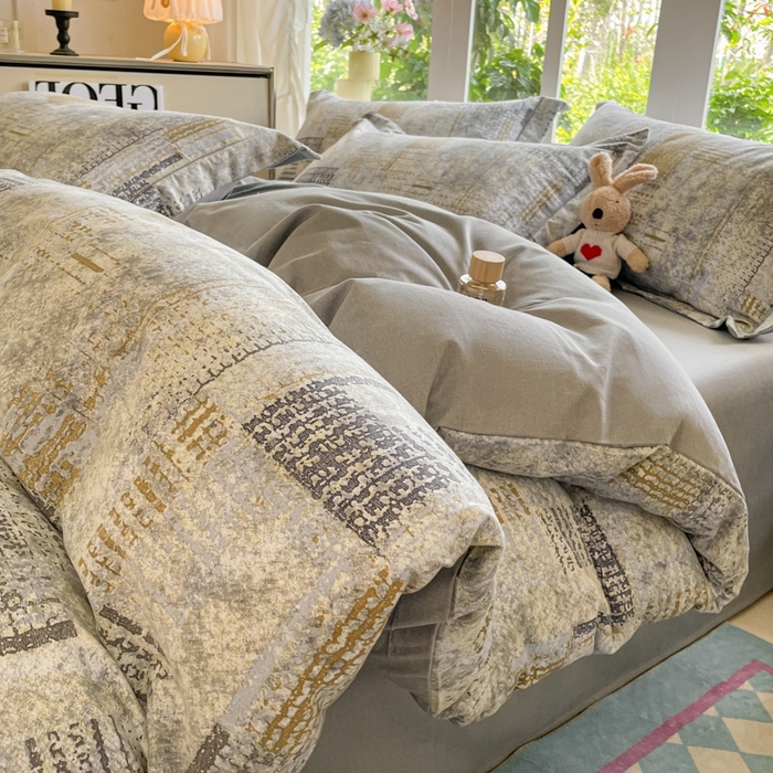 91家纺网 家纺一手货源 找家纺 仔仔熊 2025新款磨毛系列被套单被套被套单件 雅灰格纹