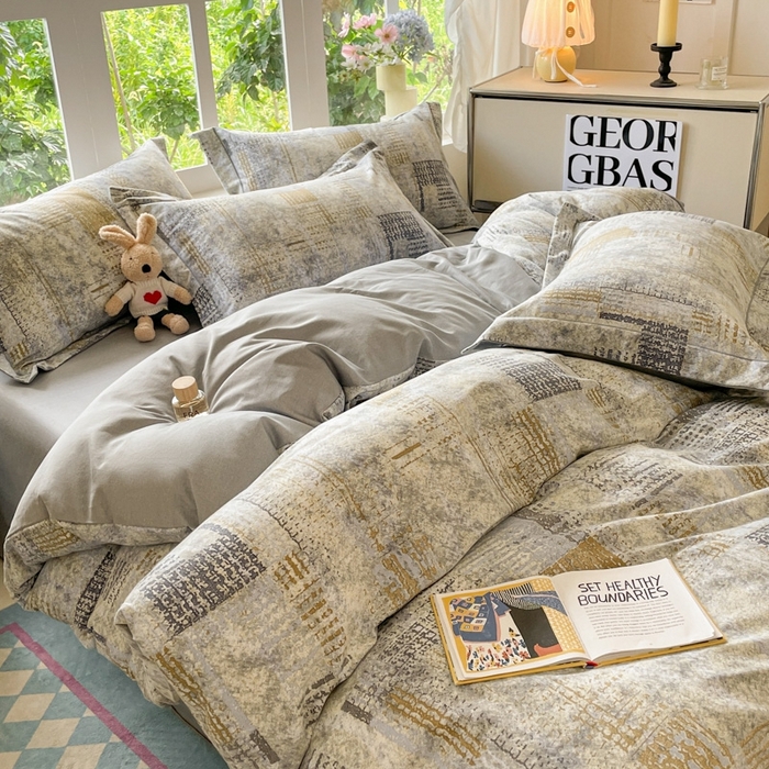 91家纺网 家纺一手货源 找家纺 仔仔熊 2025新款磨毛系列被套单被套被套单件 雅灰格纹