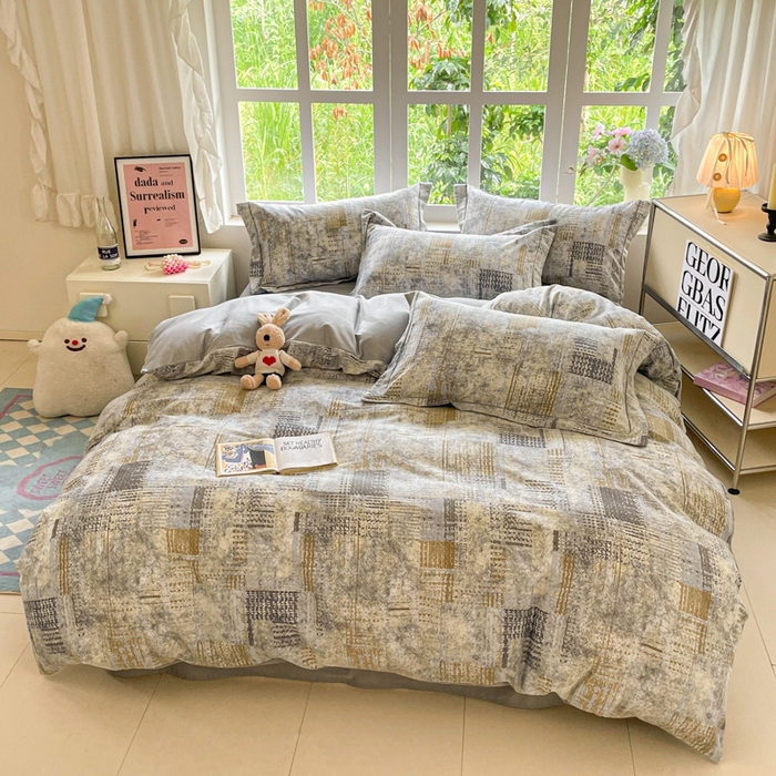 91家纺网 家纺一手货源 找家纺 仔仔熊 2025新款磨毛系列被套单被套被套单件 雅灰格纹