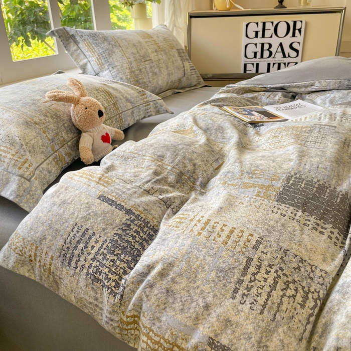 91家纺网 家纺一手货源 找家纺 仔仔熊 2025新款磨毛系列被套单被套被套单件 雅灰格纹