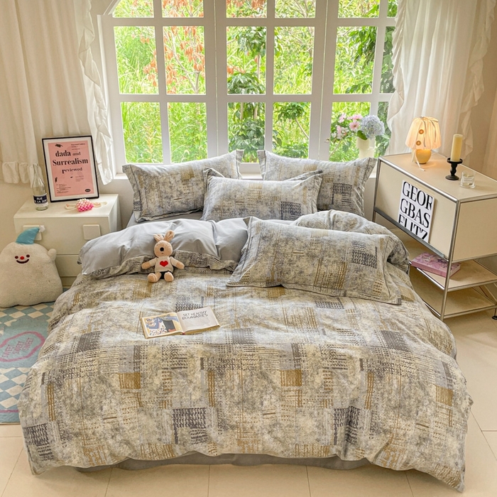 91家纺网 家纺一手货源 找家纺 仔仔熊 2025新款磨毛系列被套单被套被套单件 雅灰格纹