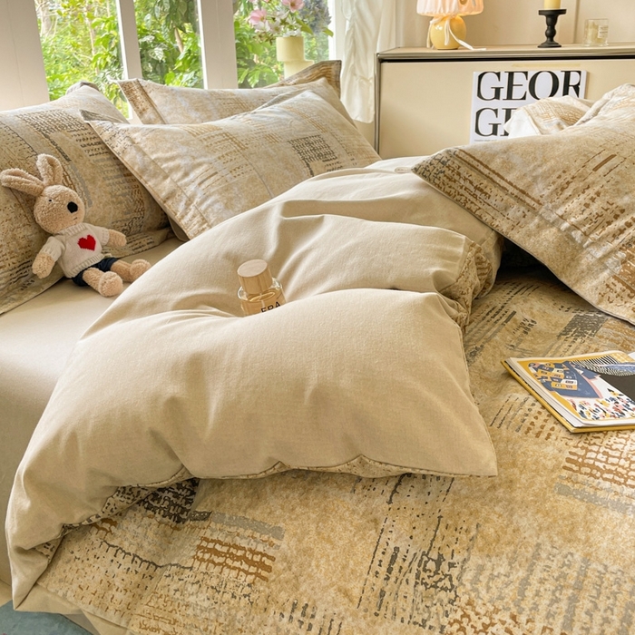 91家纺网 家纺一手货源 找家纺 仔仔熊 2025新款磨毛系列被套单被套被套单件 暖黄格纹