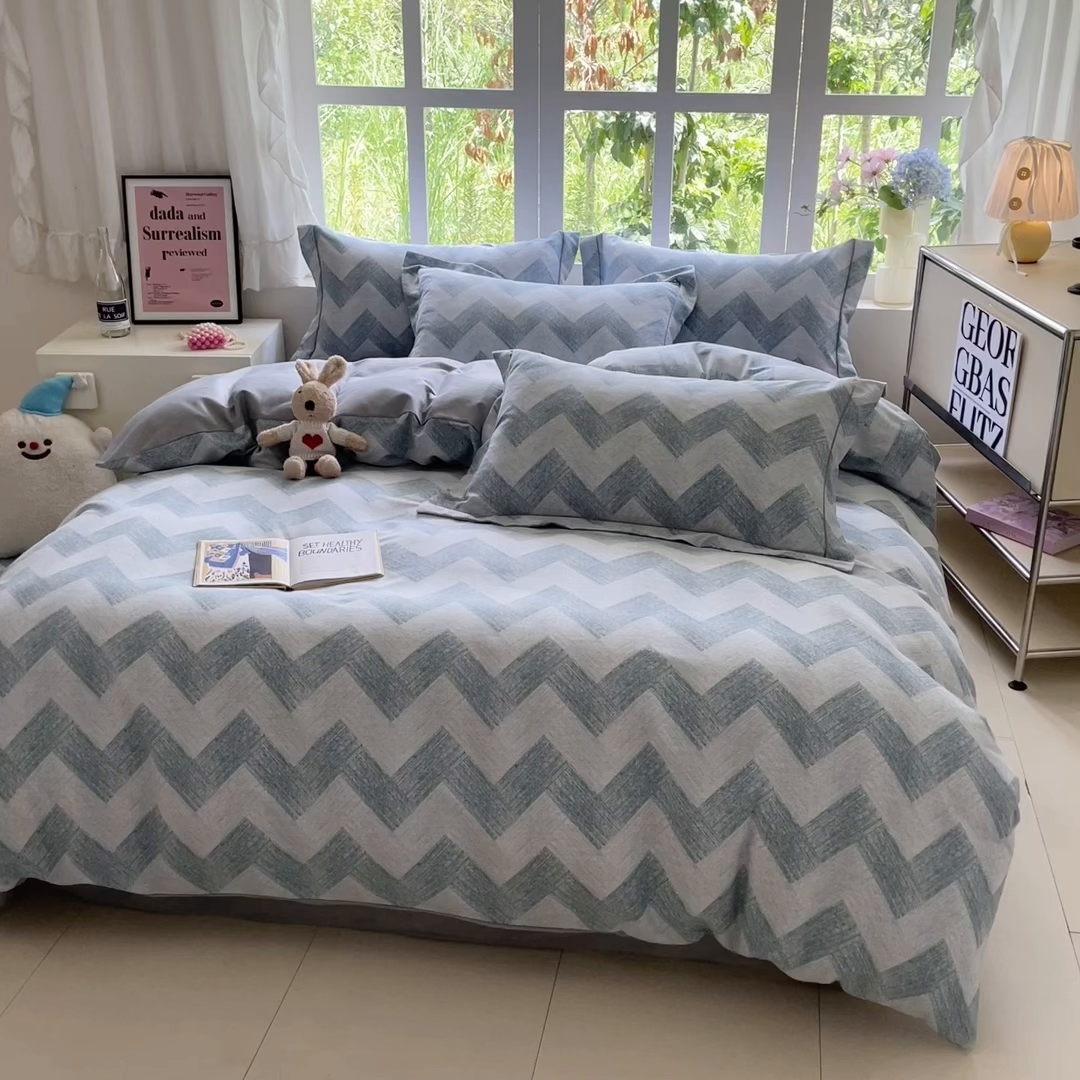 91家纺网 家纺一手货源 找家纺 仔仔熊 2025新款磨毛系列被套单被套被套单件 几何絮语