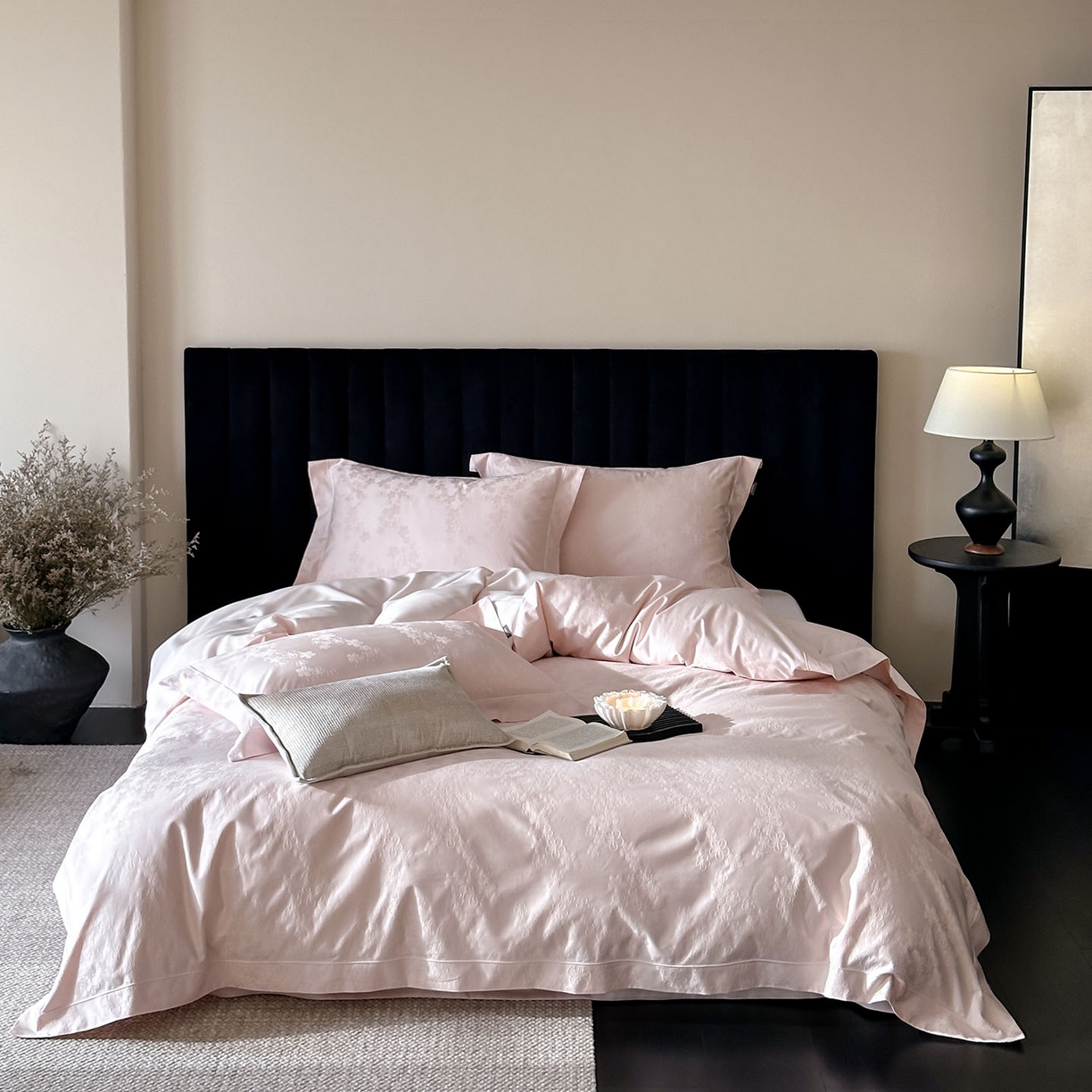 MIU缪家居 2025新款100支全棉厚织提花简奢系列四件套-贝蒂 贝蒂 （桃粉）