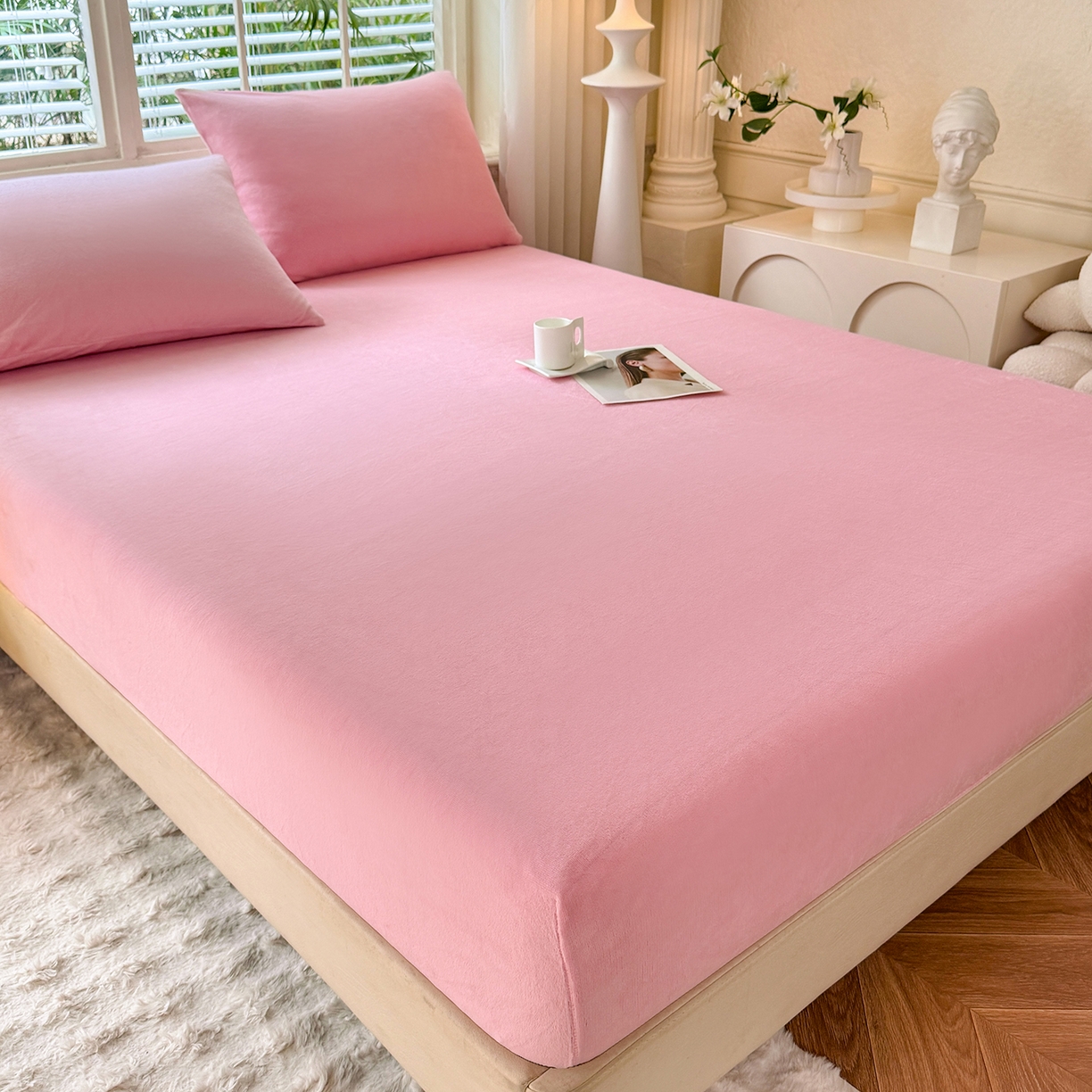 91家纺网 家纺一手货源 找家纺 （总）逸尚阁 2025新款高克重牛奶绒纯色床笠系列