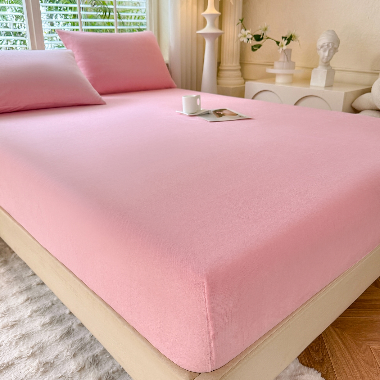 91家纺网 家纺一手货源 找家纺 （总）逸尚阁 2025新款高克重牛奶绒纯色床笠系列