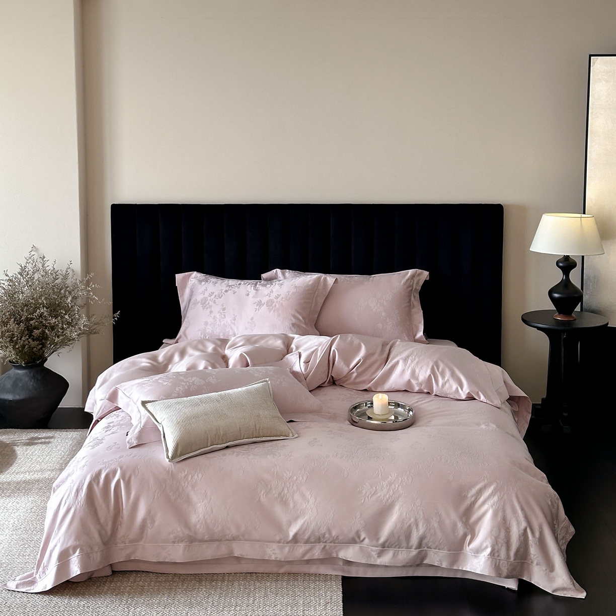 MIU缪家居 2025新款100支全棉厚织提花简奢系列四件套-暮歌 暮歌 （紫粉）