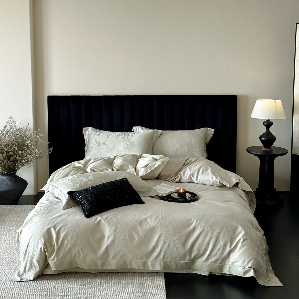 MIU缪家居 2025新款100支全棉厚织提花简奢系列四件套-暮歌 暮歌（松绿）