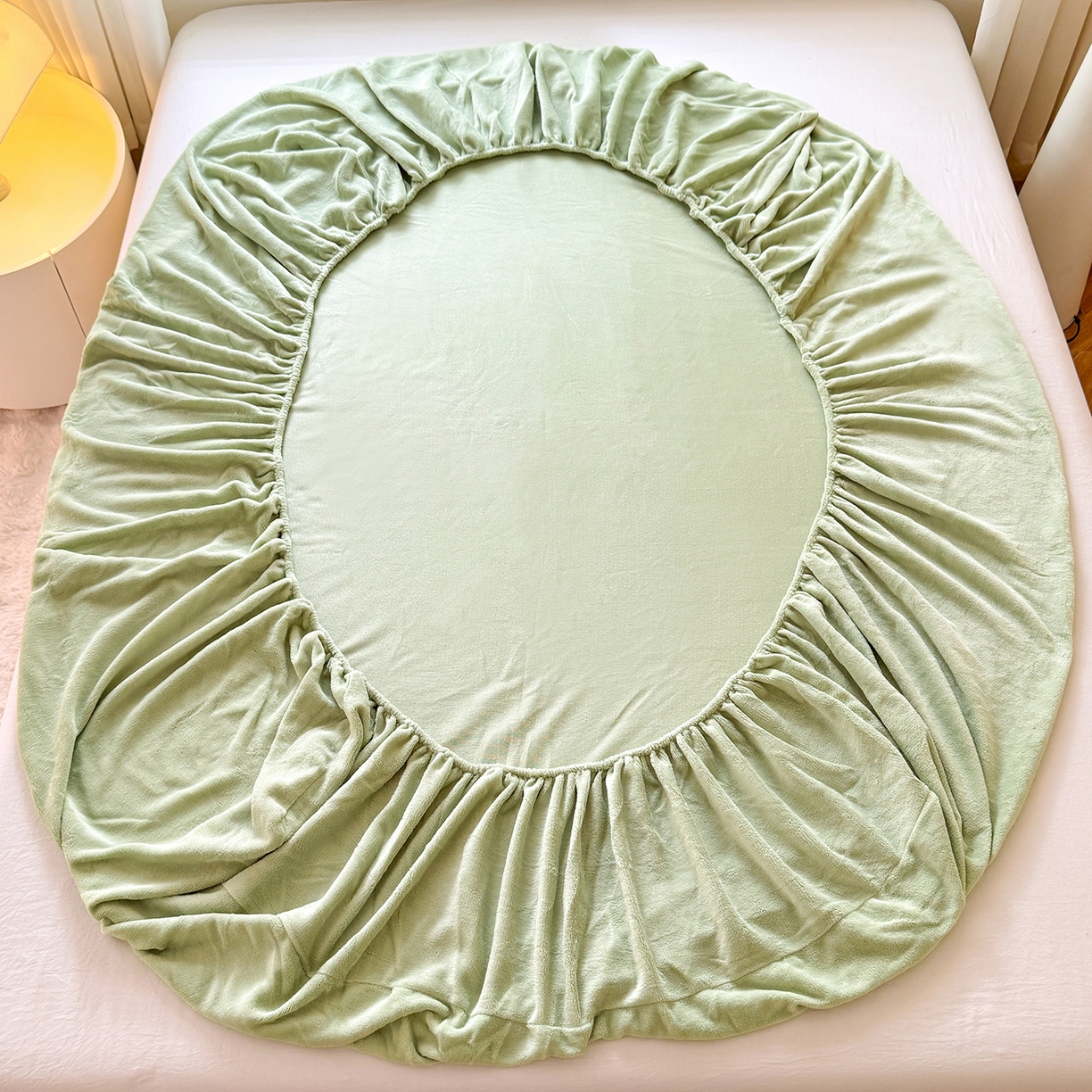 91家纺网 家纺一手货源 找家纺 逸尚阁 2025新款高克重牛奶绒纯色床笠系列 床笠-绿色