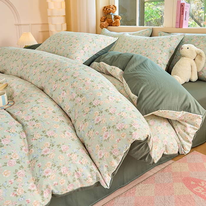 91家纺网 家纺一手货源 找家纺 卢赛尔 2025新款亲肤水洗珍珠棉印花单被套 千姿