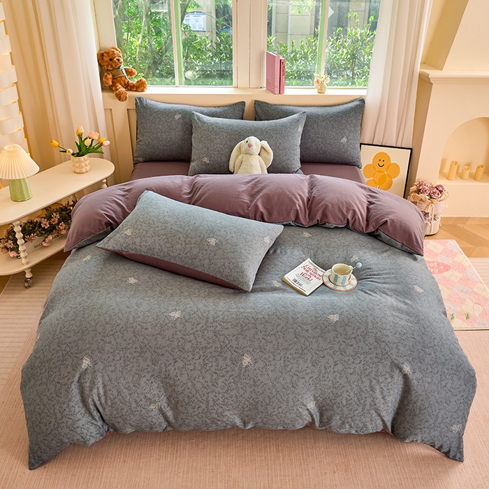 91家纺网 家纺一手货源 找家纺 卢赛尔 2025新款亲肤水洗珍珠棉印花单被套 暗香