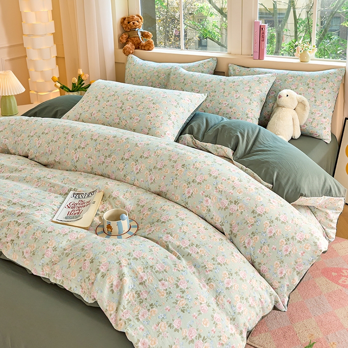 91家纺网 家纺一手货源 找家纺 卢赛尔 2025新款亲肤水洗珍珠棉印花单被套 千姿