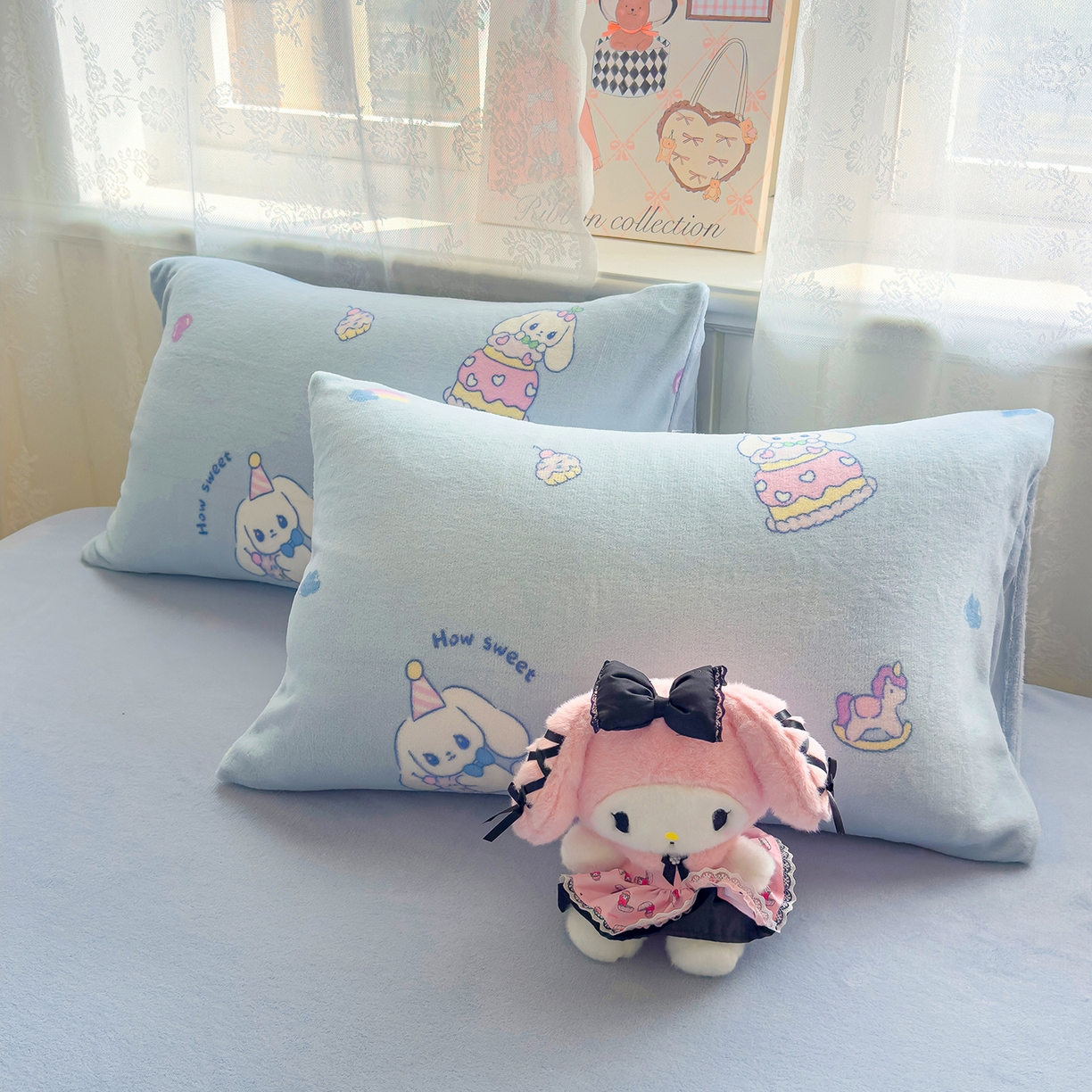 91家纺网 家纺一手货源 找家纺 灿哈家纺 2025新款200g加厚款小清新牛奶绒印花四件套 萌萌狗