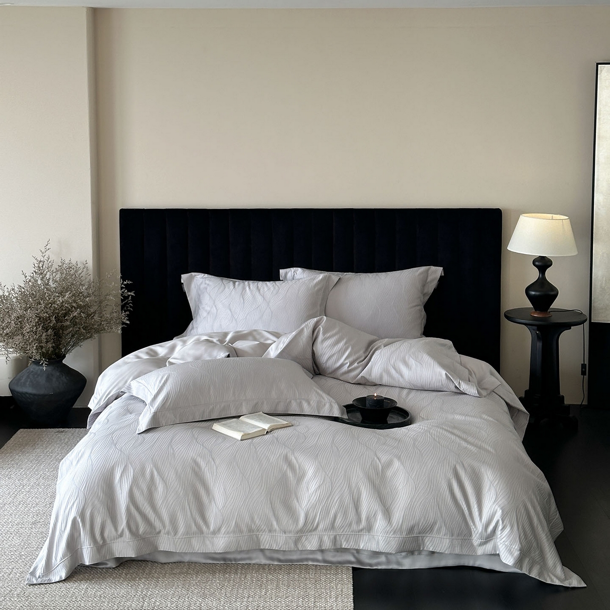 91家纺网 家纺一手货源 找家纺 （总）MIU缪家居 2025新款100支全棉厚织提花简奢系列四件套-韵律