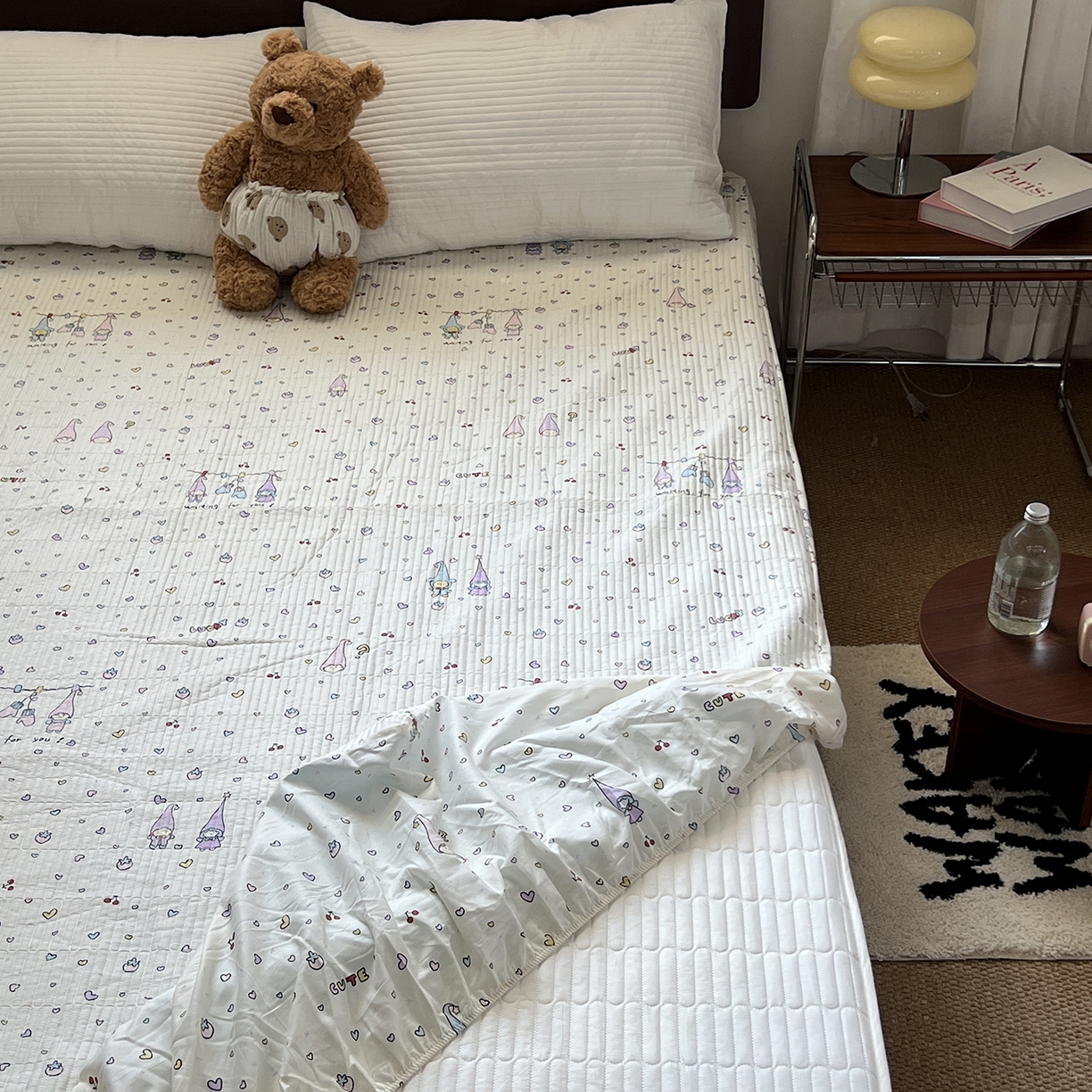 91家纺网 家纺一手货源 找家纺 秘密基地 2025新款全棉单品床笠系列 爱心泡泡