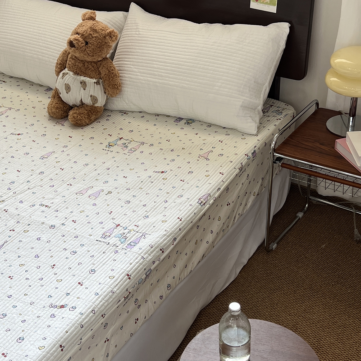 91家纺网 家纺一手货源 找家纺 秘密基地 2025新款全棉单品床笠系列 爱心泡泡