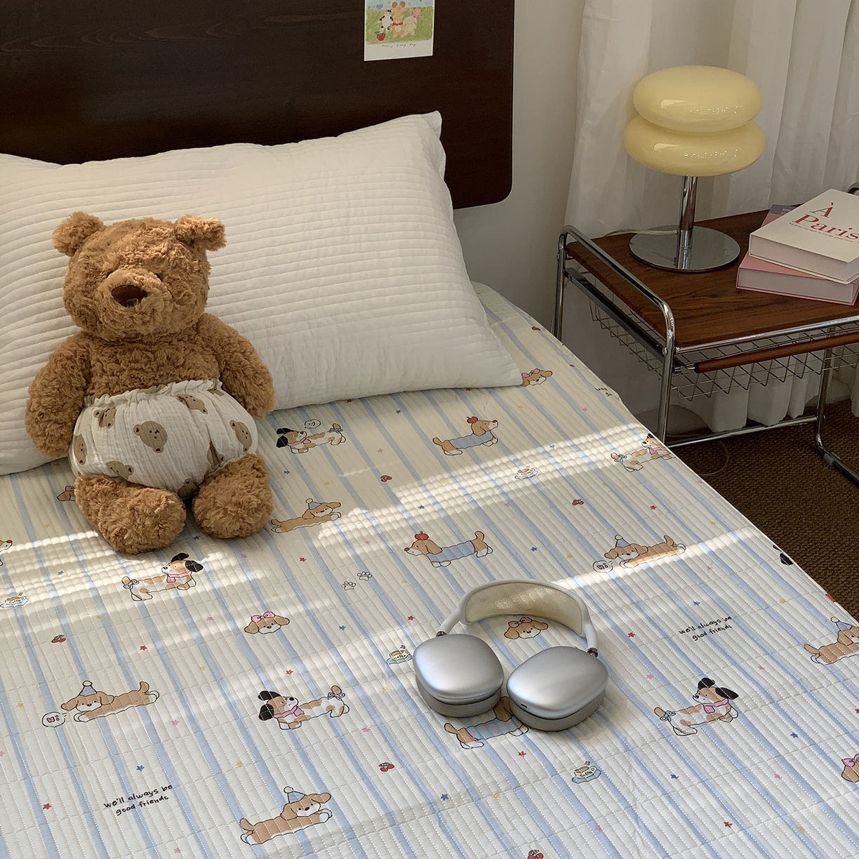 91家纺网 家纺一手货源 找家纺 秘密基地 2025新款全棉单品床笠系列 薄荷小狗