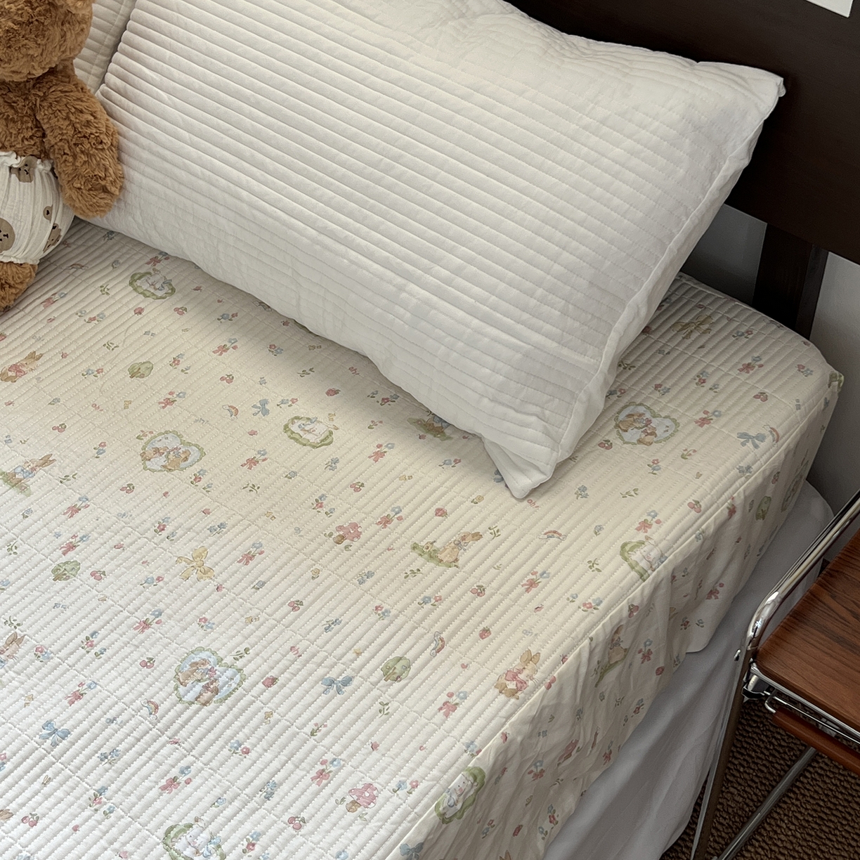 91家纺网 家纺一手货源 找家纺 秘密基地 2025新款全棉单品床笠系列 布丁小兔