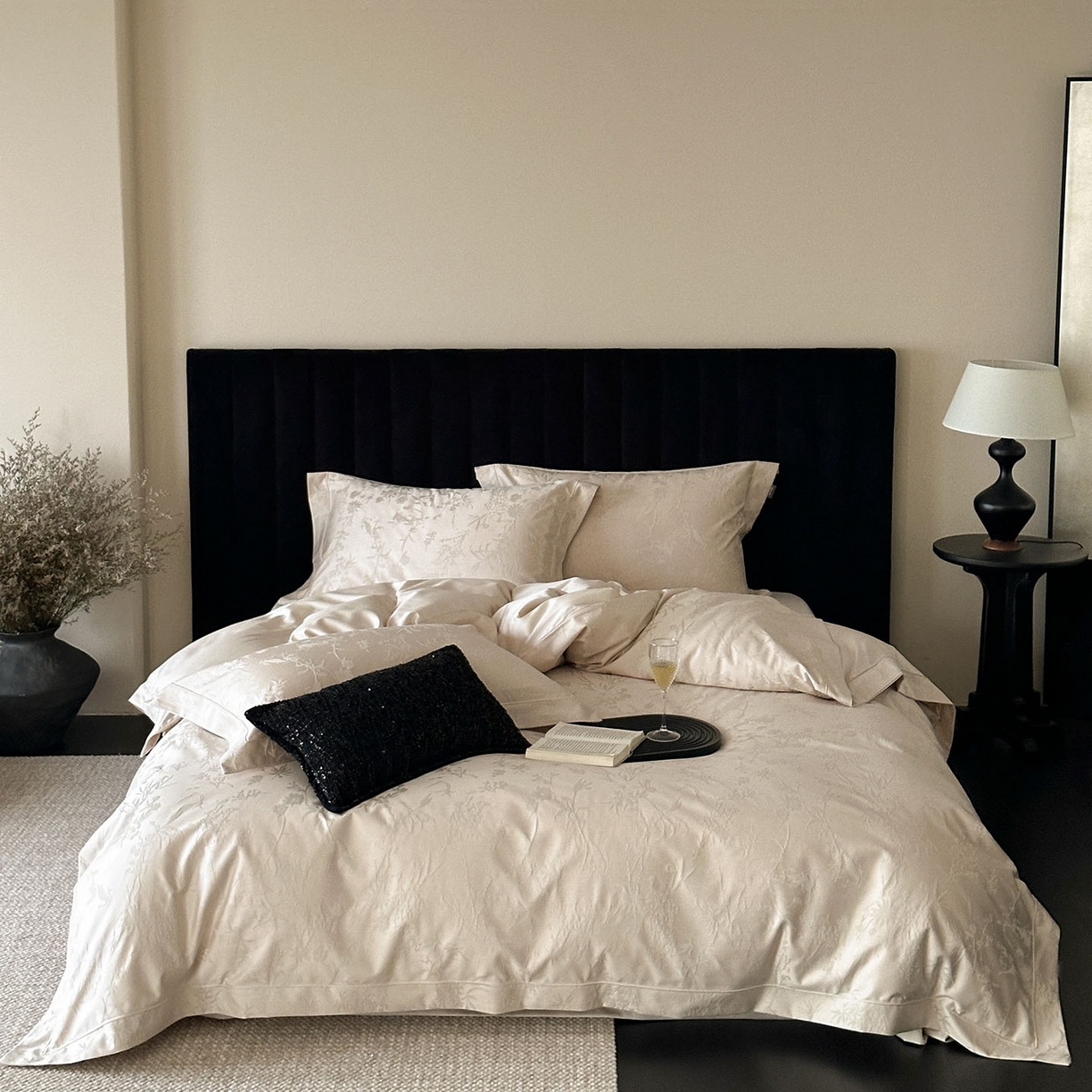 91家纺网 家纺一手货源 找家纺 （总）MIU缪家居 2025新款100支全棉厚织提花简奢系列四件套-竹韵