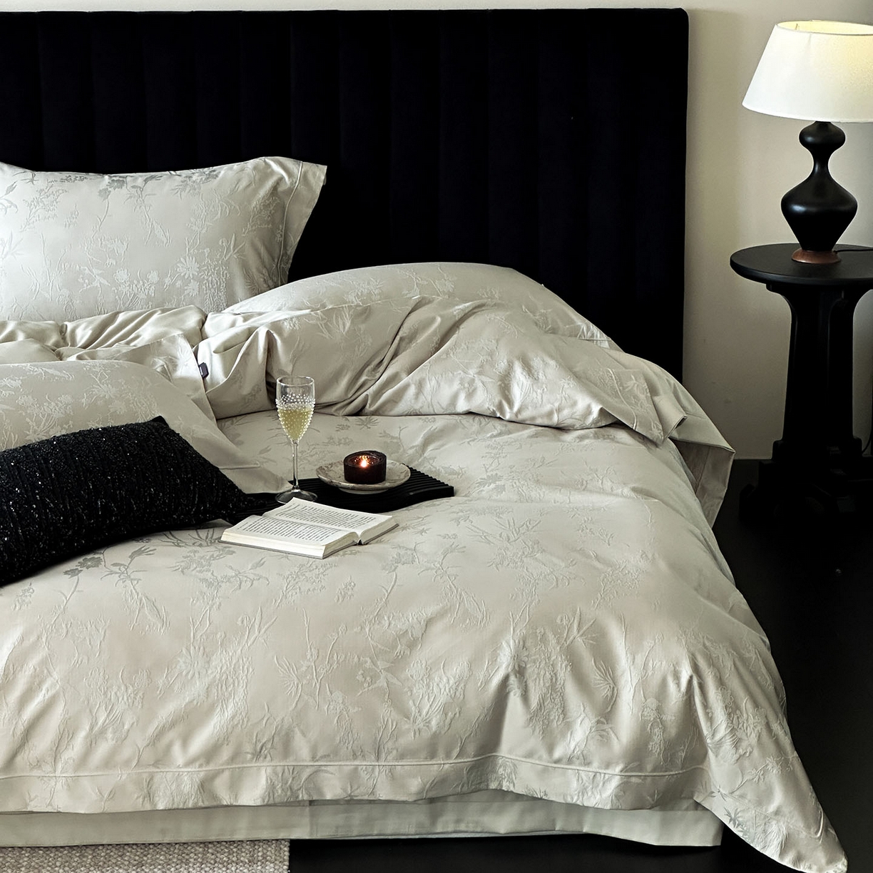 91家纺网 家纺一手货源 找家纺 （总）MIU缪家居 2025新款100支全棉厚织提花简奢系列四件套-竹韵