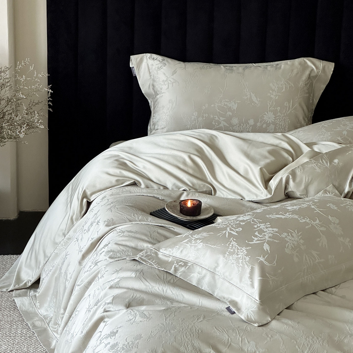 91家纺网 家纺一手货源 找家纺 （总）MIU缪家居 2025新款100支全棉厚织提花简奢系列四件套-竹韵