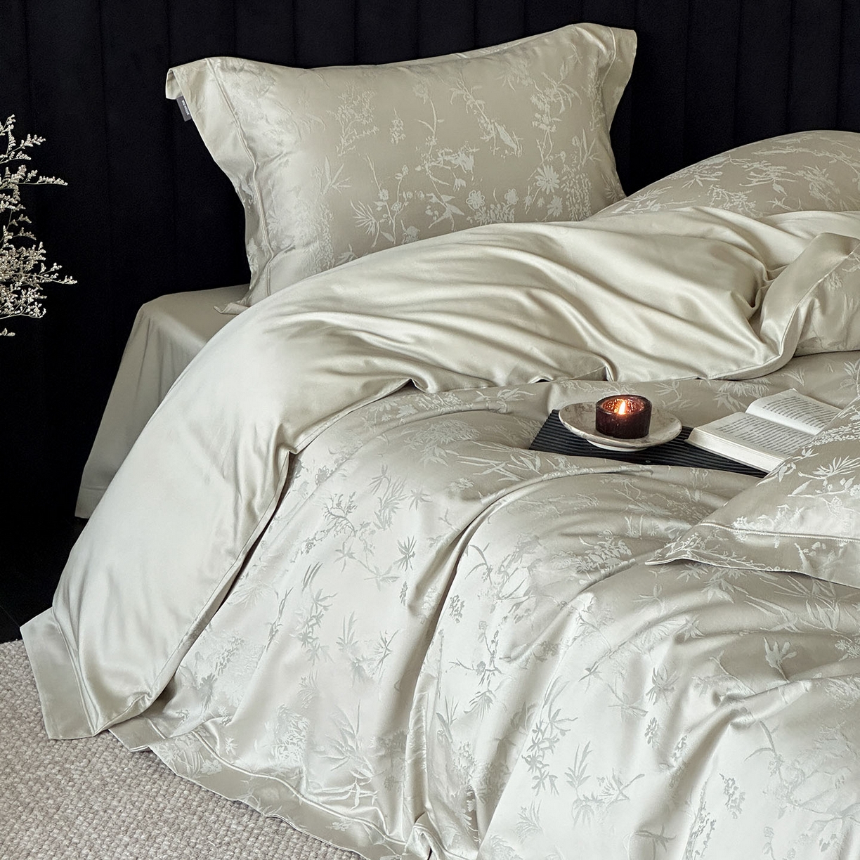 91家纺网 家纺一手货源 找家纺 （总）MIU缪家居 2025新款100支全棉厚织提花简奢系列四件套-竹韵