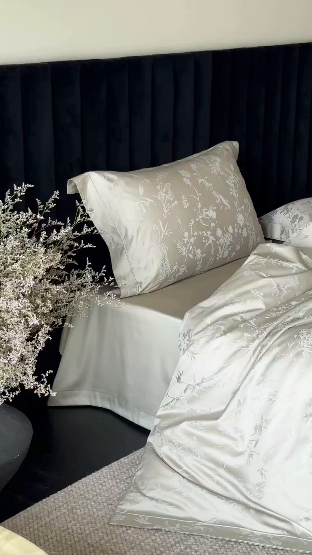 91家纺网 家纺一手货源 找家纺 MIU缪家居 2025新款100支全棉厚织提花简奢系列四件套-竹韵 竹韵 （松绿）