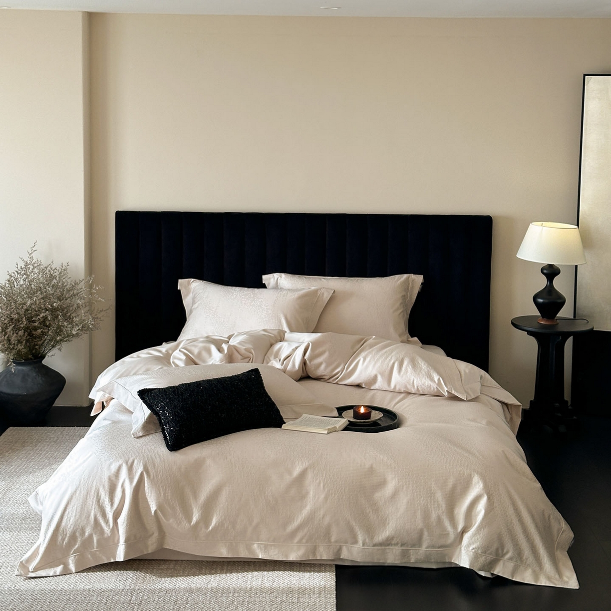 MIU缪家居 2025新款100支全棉厚织提花简奢系列四件套-追光 追光 （香槟）