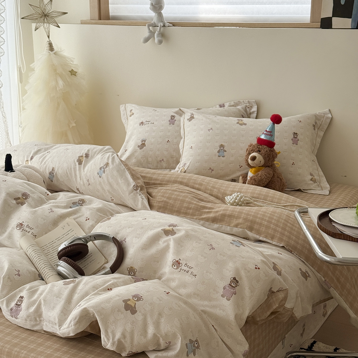 91家纺网 家纺一手货源 找家纺 于果 2025新款全棉13070四件套（11） 熊熊漫歌