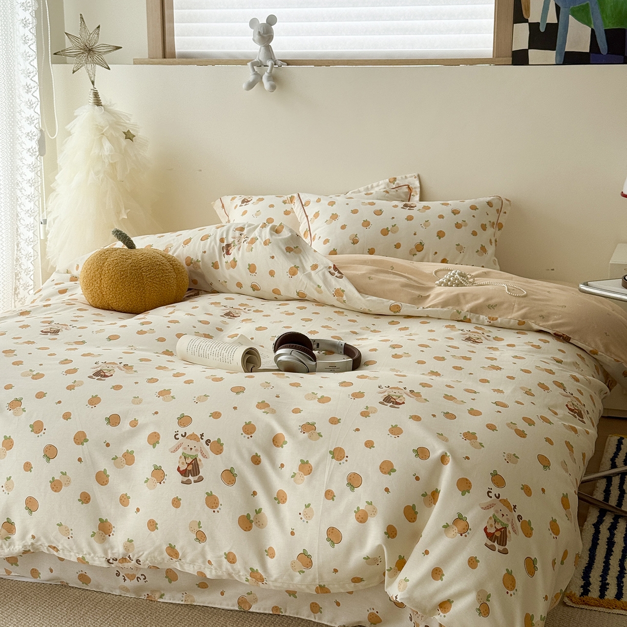 91家纺网 家纺一手货源 找家纺 于果 2025新款全棉13070四件套（11） 小橘子