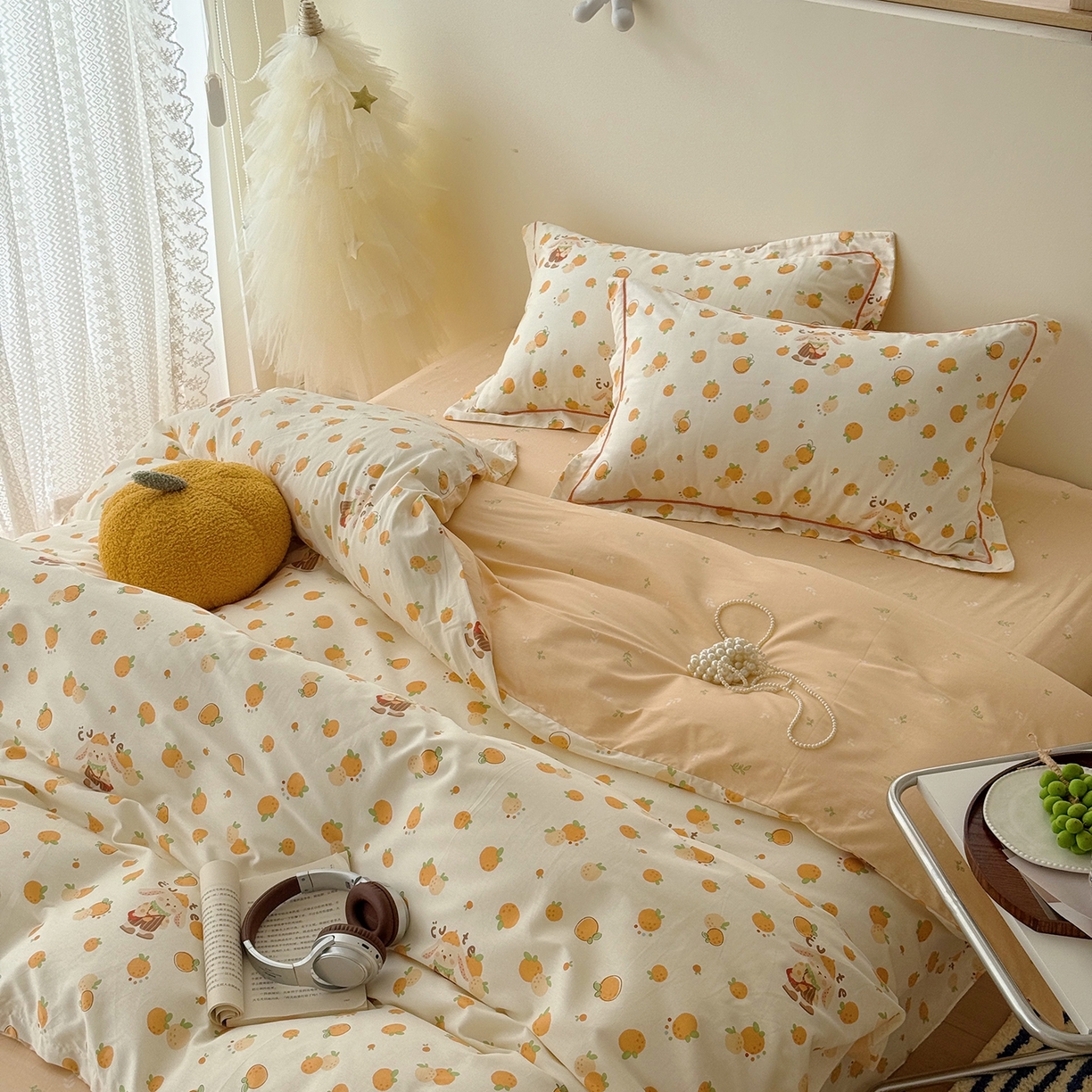 91家纺网 家纺一手货源 找家纺 于果 2025新款全棉13070四件套（11） 小橘子