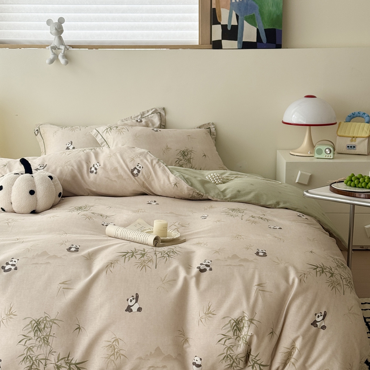 91家纺网 家纺一手货源 找家纺 于果 2025新款全棉13070四件套（11） 竹林熊猫
