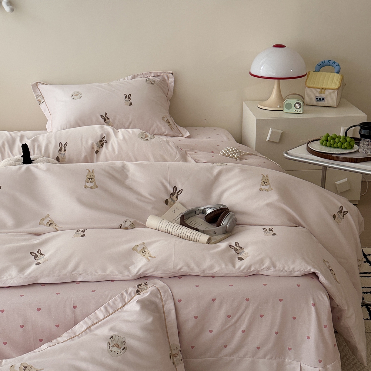 91家纺网 家纺一手货源 找家纺 于果 2025新款全棉13070四件套（11） 茸耳兔兔