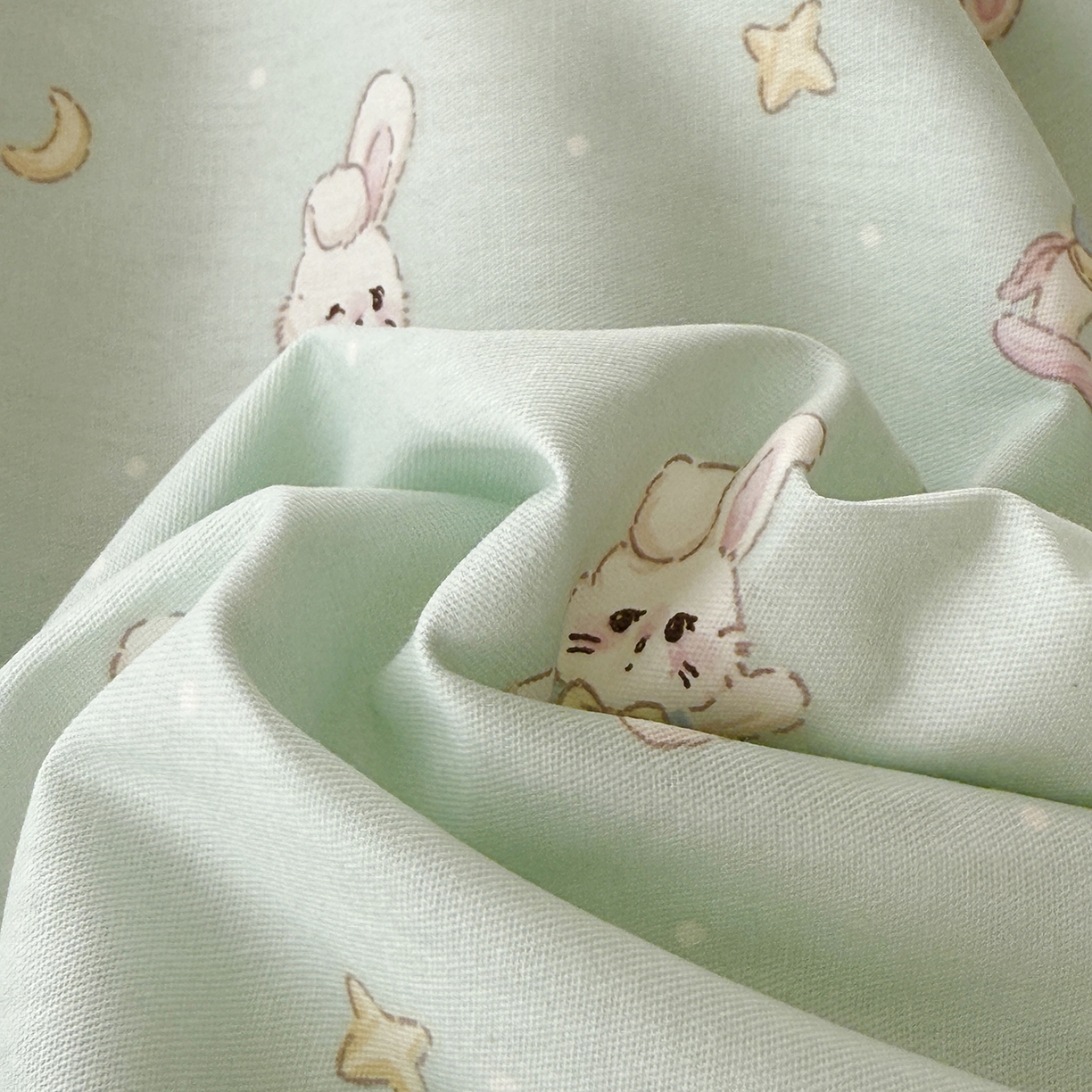 91家纺网 家纺一手货源 找家纺 于果 2025新款全棉13070四件套（11） 彩虹兔