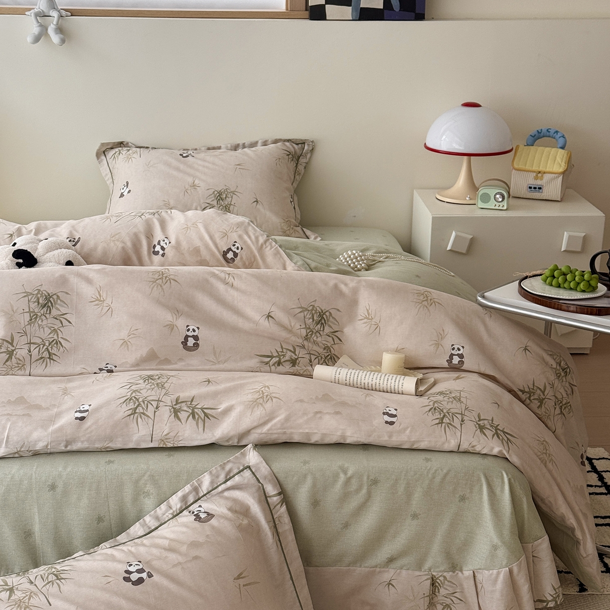 91家纺网 家纺一手货源 找家纺 于果 2025新款全棉13070四件套（11） 竹林熊猫