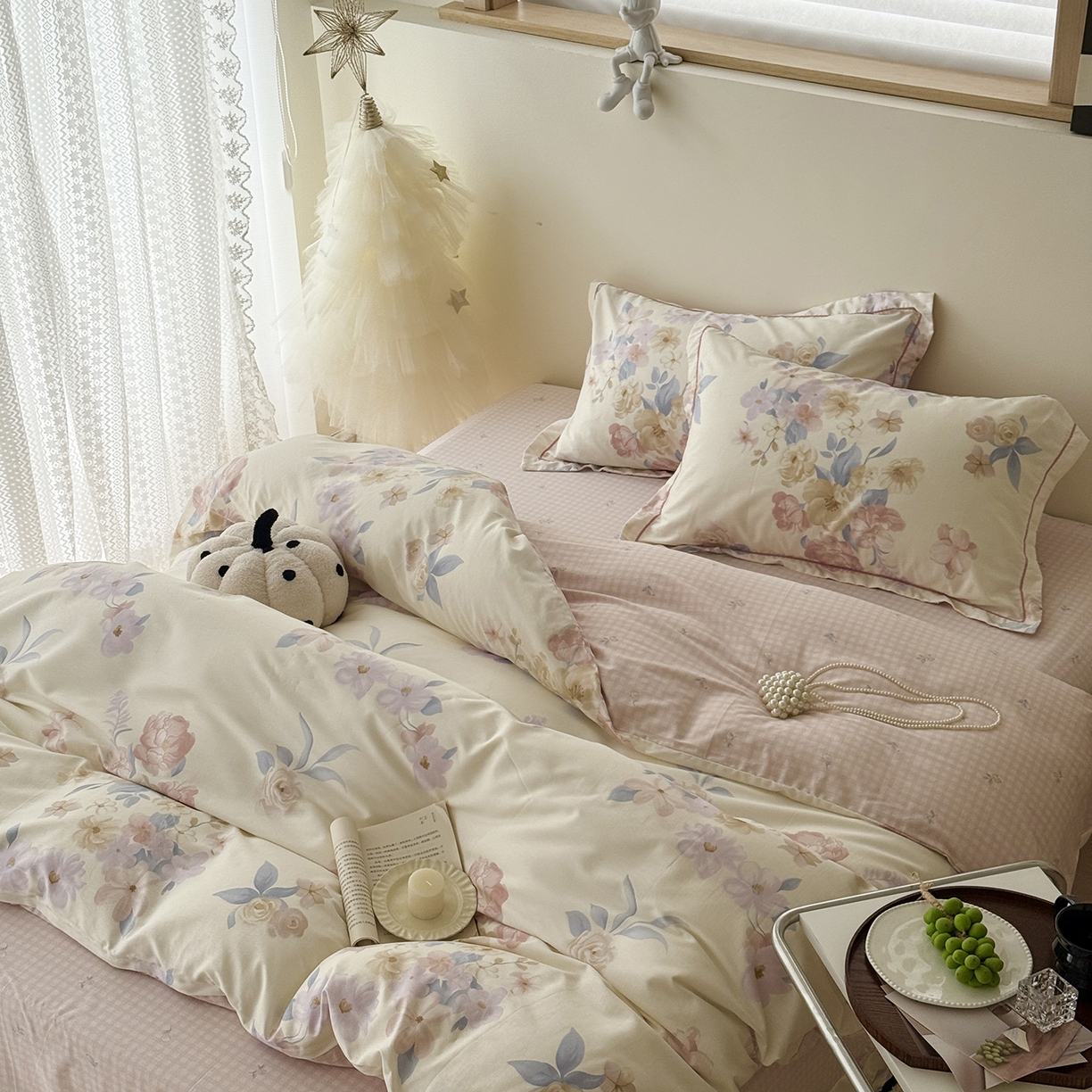 91家纺网 家纺一手货源 找家纺 于果 2025新款全棉13070四件套（11） 兰影-米