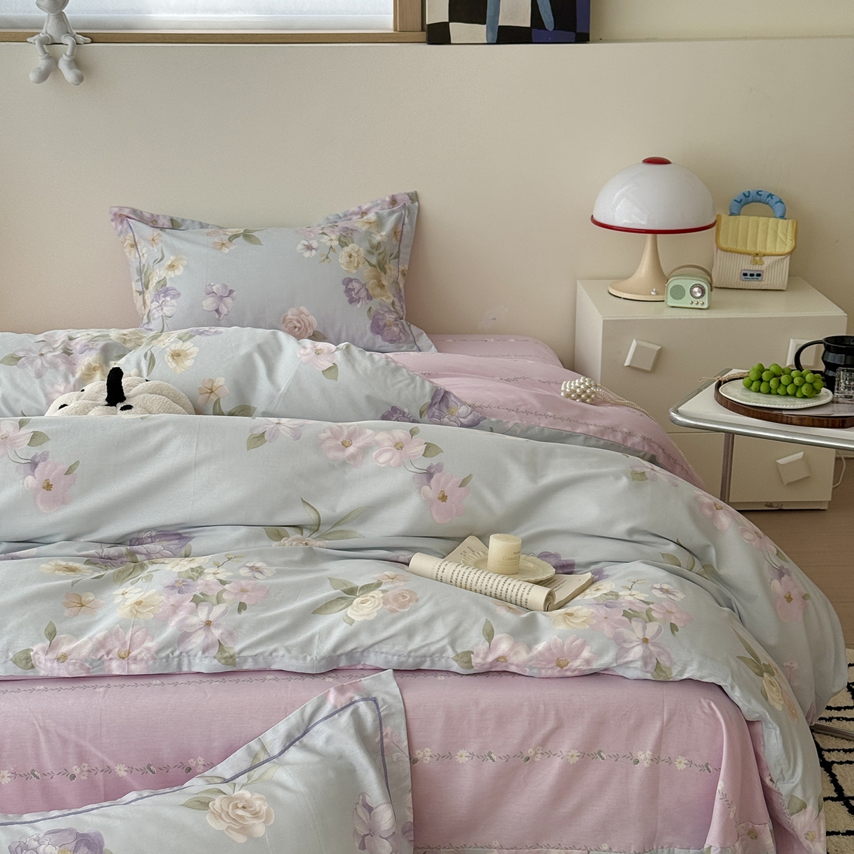 91家纺网 家纺一手货源 找家纺 于果 2025新款全棉13070四件套（11） 兰影-蓝