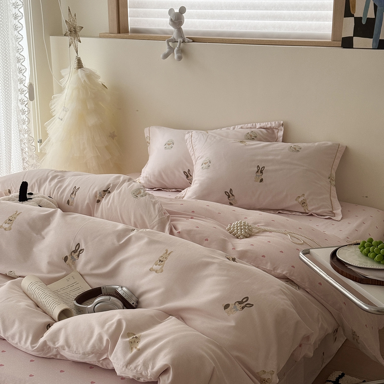 91家纺网 家纺一手货源 找家纺 于果 2025新款全棉13070四件套（11） 茸耳兔兔